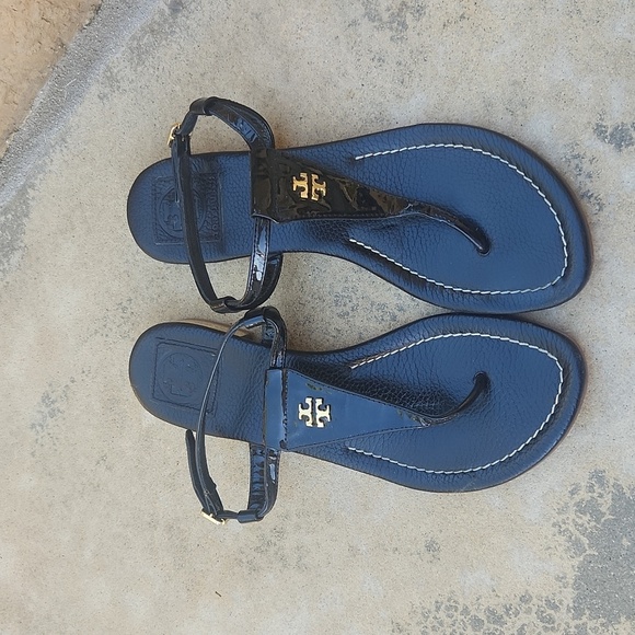 Tory Burch Women's Black patent Dillan Sandal Size 7.5 - Picture 1 of 13